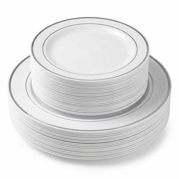 Crown Display Plastic Disposable Dinnerware Set - 60 Pcs - Wedding and Party