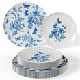 thumbnail image 1 of Crown Display Plastic Wedding Plates 40 Piece - Blue Floral Design (20 Guests), 1 of 5