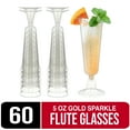 thumbnail image 1 of Crown Display Plastic Wine Flute Glasses, Disposable 5 oz Wedding Champagne Glasses - Gold Sparkle, 1 of 10