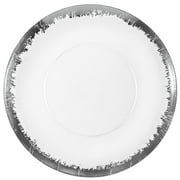 Crown Display Premium 8" 40 Ct. Clear Silver Scrathed Design Disposable Plastic Salad or Dessert Plates
