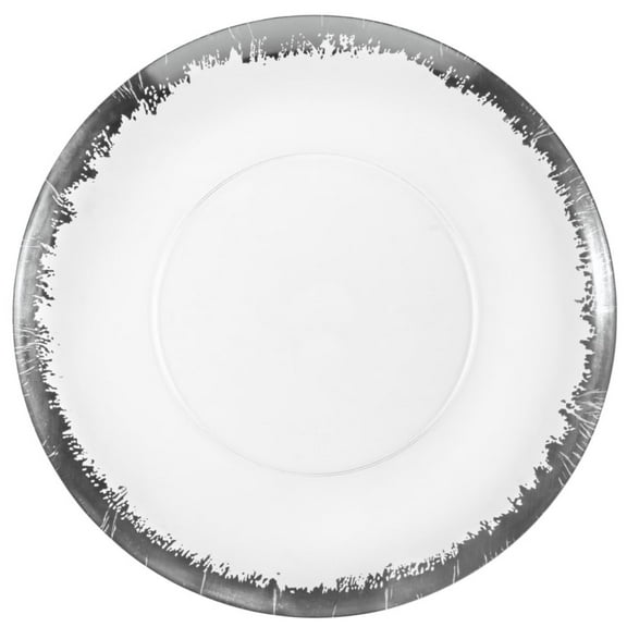 Crown Display Premium 8" 40 Ct. Clear Silver Scrathed Design Disposable Plastic Salad or Dessert Plates