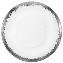 Crown Display Premium 8" 40 Ct. Clear Silver Scrathed Design Disposable Plastic Salad or Dessert Plates