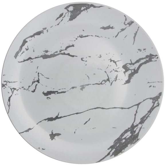 Crown Display Premium 8" 40 Ct. Marble Pattern Design Disposable Plastic Salad or Dessert Plates
