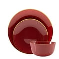 thumbnail image 1 of Crown Display Premium Disposable Plastic Dinner Set, Burgundy With Gold Rim, 60 Pack, 1 of 7