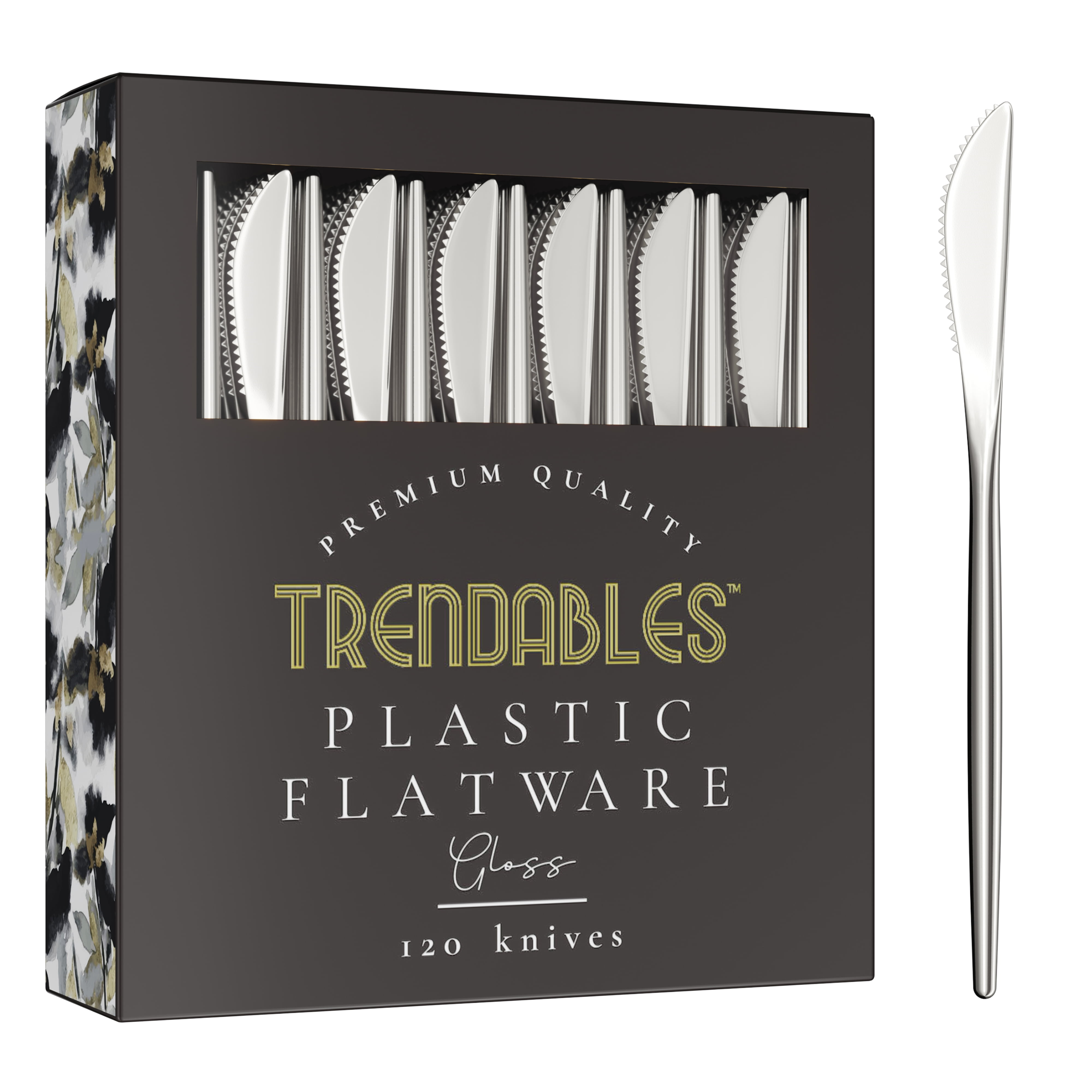 Silverware Pack Crown Display Silver Plastic Knives - 120 Pack Disposable Silverware ...