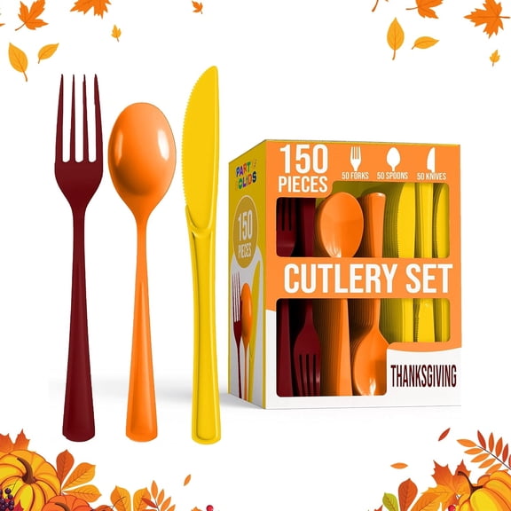 Crown Display Thanksgiving Plastic Cutlery Set, 150 Count
