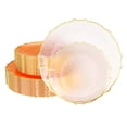 thumbnail image 1 of Exquisite Rosé Coral Peach with Gold Petal Disposable Plastic Plates Combo Pack, 80 Count – 10.25" Dinner Plates & 7.5" Salad Plates, 1 of 7