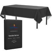Crown Display Waterproof Tablecloth - 54" x 70" Black Solid Print Plastic Stain-Resistant Vinyl Tablecloth with Flannel Backing