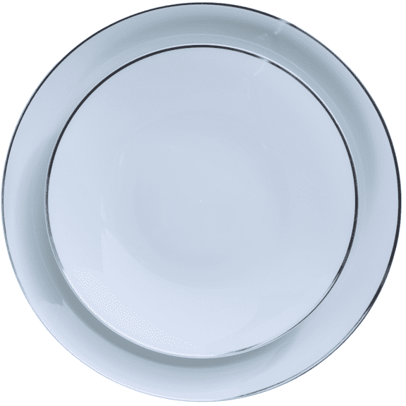 Crown Display™ Wedding Plate Combo: 20 Main Course 10" and 20 Salad/Dessert 8" Premium Disposable Plates - Sage With Silver Rim