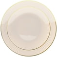 thumbnail image 1 of Crown Display Wedding Plate Combo, 20 Premium Disposable Plastic 10" Dinner Plates, 20 Salad/Dessert 8" Plates - Cream With Gold Rim, 1 of 7