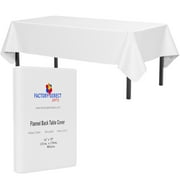 Crown Display White Rectangle Flannel Backed Vinyl Tablecloth - Waterproof Table Cover - 54" x 70"