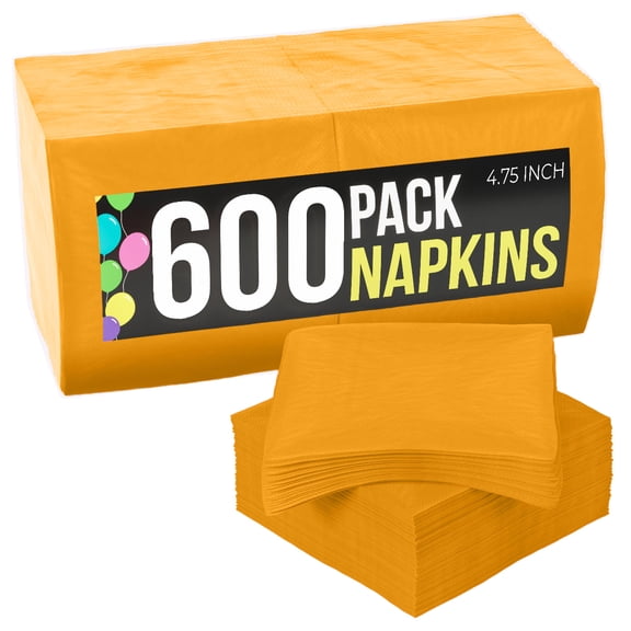 Crown Display Yellow Cocktail Napkins Highly Absorbent Everyday Disposable Napkins Paper Beverage Napkins - 600 Ct.