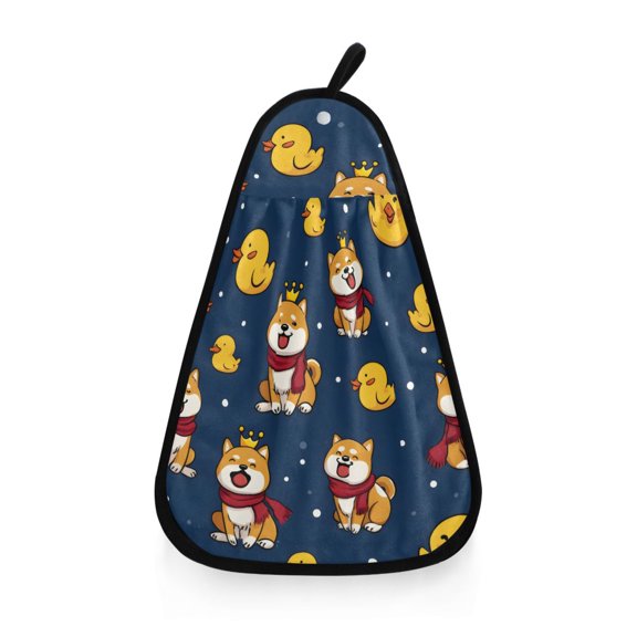 Crown Dog Yellow Duck Pattern Hand Towel Quick Drying Home Storage Kitchen Towel Hooks Dish Cloths