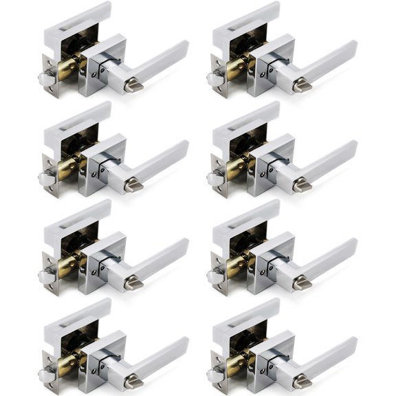 Crown Door Lever Chrome Keyed Door Handle 8 Pack by Villar Home Designs