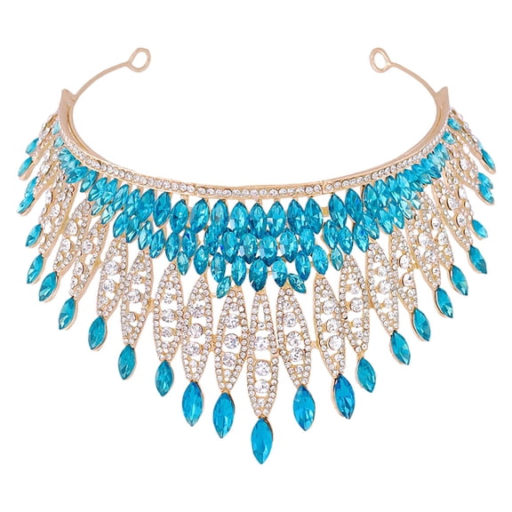 Crown Hair Accessory Queen Bride Headpiece Garland Tiara Bouquets Sky-blue