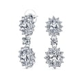 thumbnail image 1 of Crown Halo Oval CZ Prom Statement Dangle Earrings Silver Plated, 1 of 7
