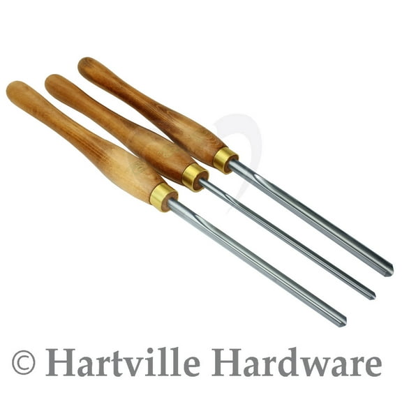 Crown Hand Tools 291 3 Piece Bowl Gouge Set Lathe Turning Tools M42 High Speed Steel Overall Size 24
