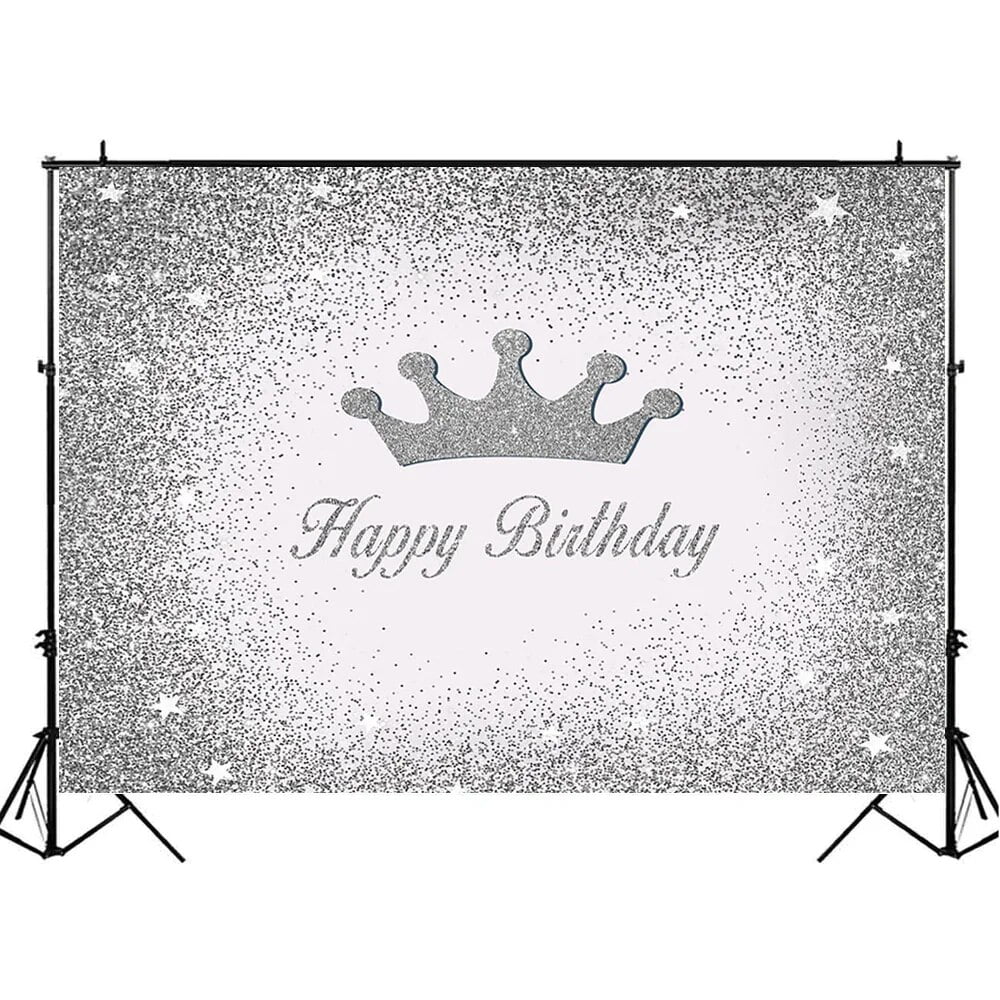 Crown Happy Birthday Backdrop Glitter Customize Photography Background ...