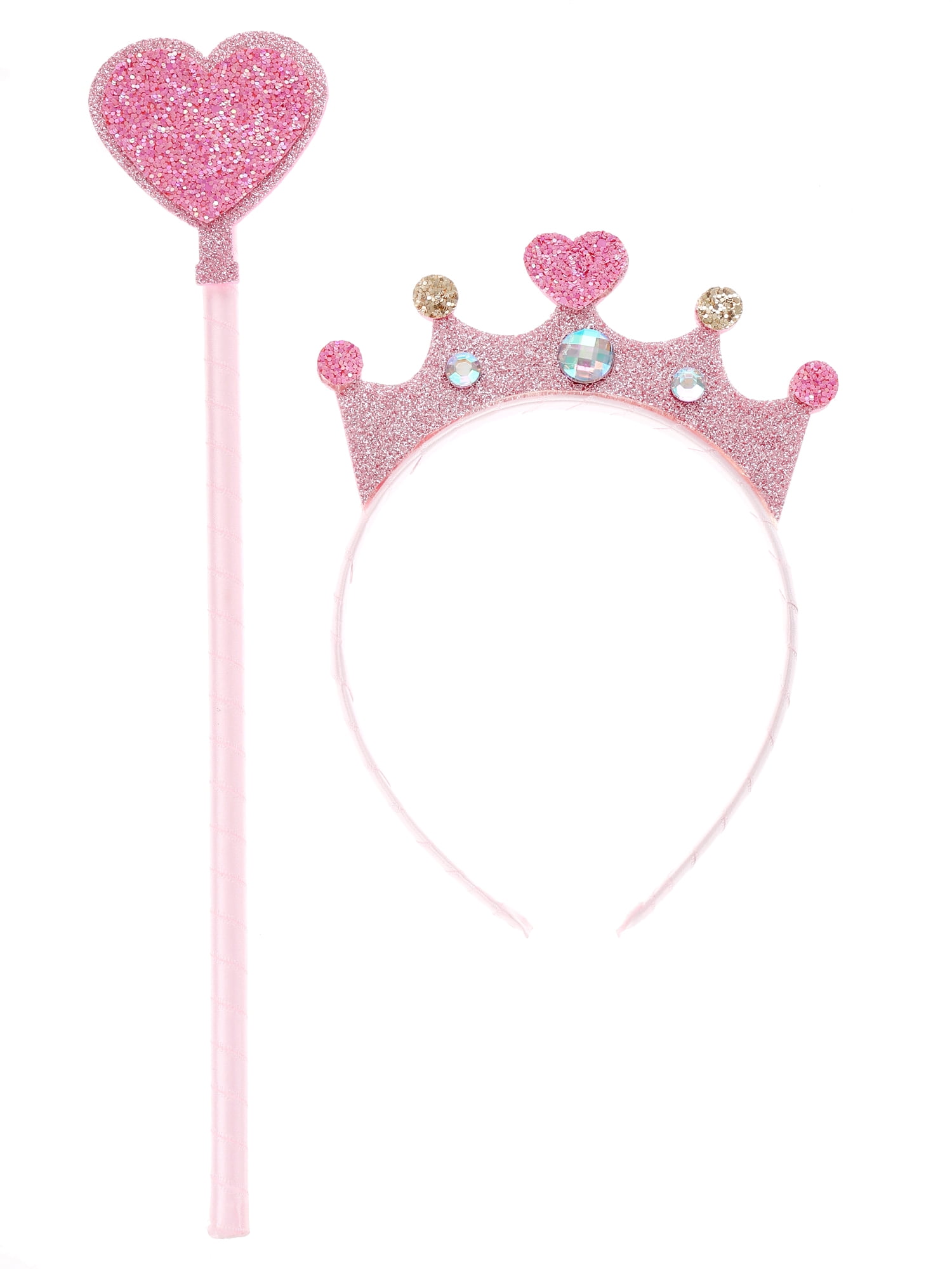 Wonder Nation Princess Crown & Wand Costume Accessories, Pink, 2 Piece Set