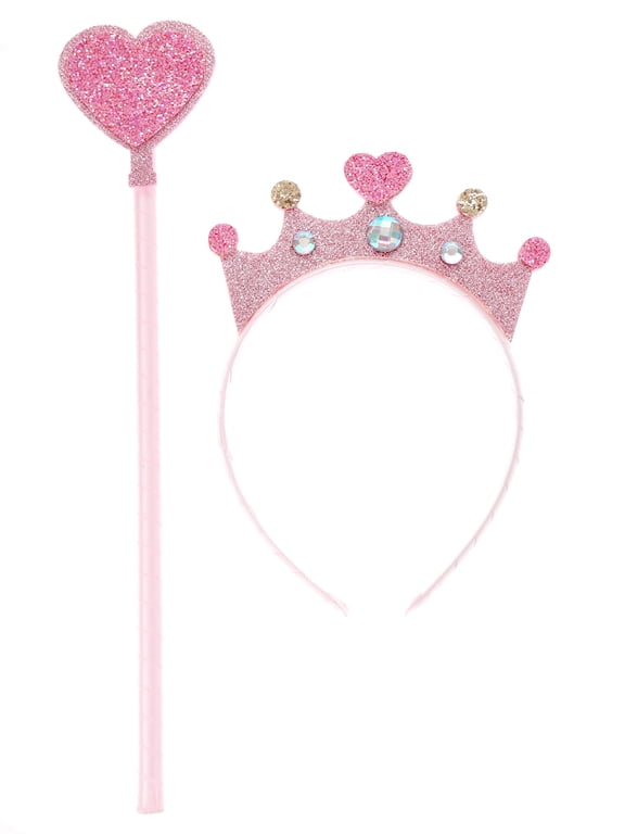 Princess Crown & Wand Costume Accessories, Pink, 2 Piece Set