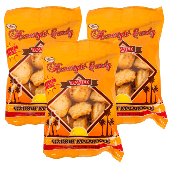 Crown Homestyle Candy Toasted Coconut Macaroons Gluten Free Kid Snack Party Favors Treats Stocking Stuffer Gifts on Birthdays Thanksgiving Halloween Christmas Holidays, 5 oz - Pack of 3