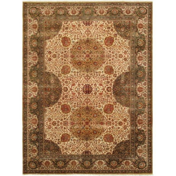 Crown Jewel Agra Collection Hand-Knotted Lambs Wool Area Rug - Red - 10 ft. x 10 ft. 4 in.