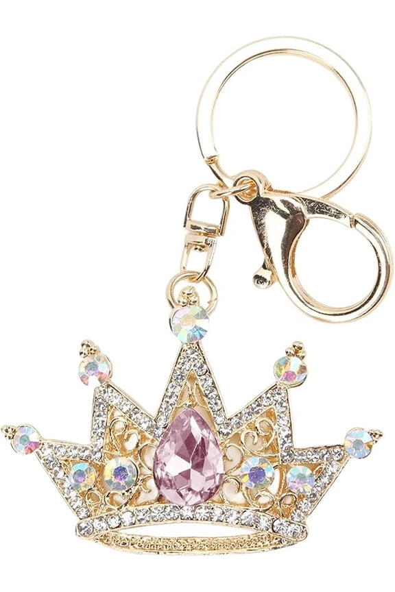 Crown Keychain, Gold 3D Sparkling Charm Rhinestones Crown Key Ring for Girls Women Car Keys Bag() Keychains