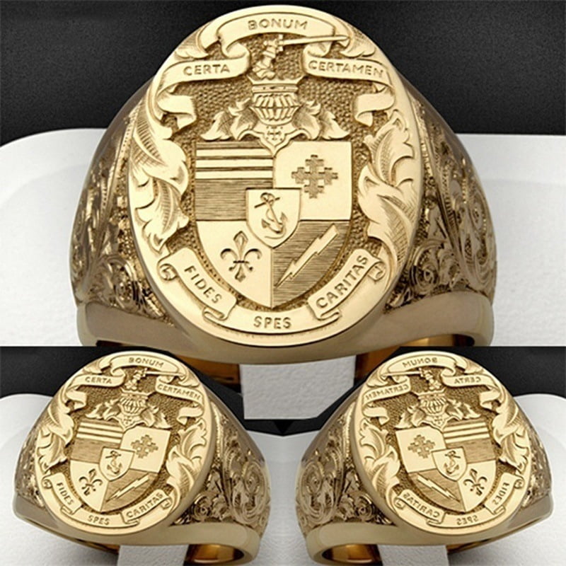 Crown Lion Carving Filled Royal Ring for Men Finger Bands Cool ...