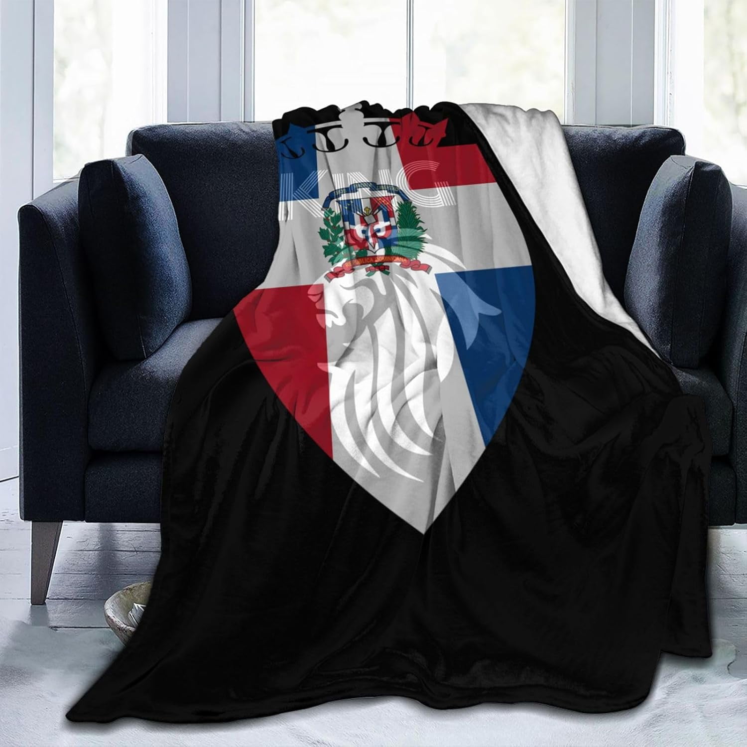 Crown Lion Dominican Republic Flag Throw Blanket 60 x50 Ultra Soft crown-lion-dominican-republic-flag-throw-blanket-60-x50-ultra-soft