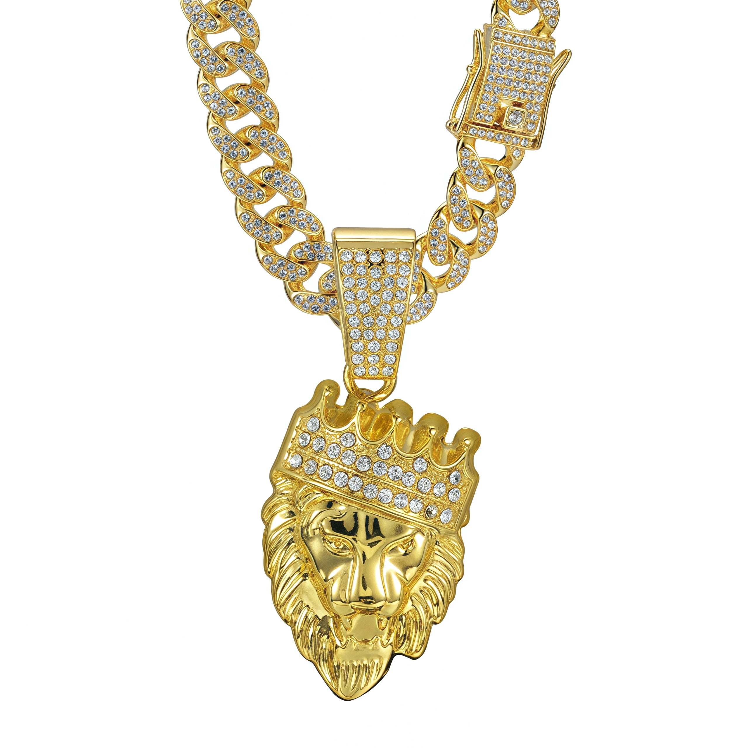 Lion Rapper Chain Crown Lion Hip Hop Necklace for Men Hip hop necklace for men Iced Out ...