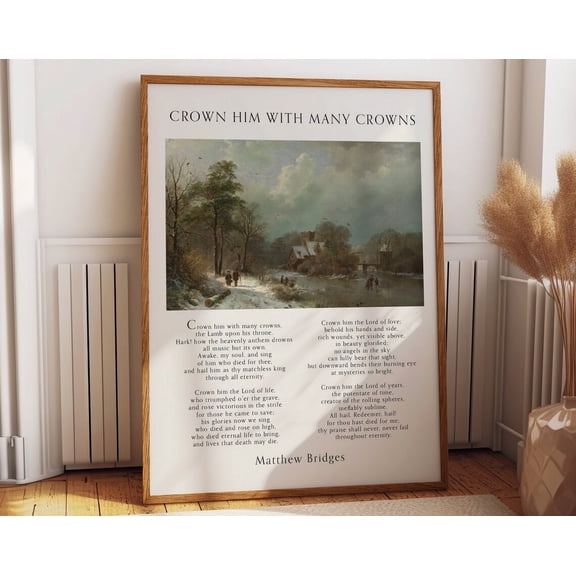 Crown Him With Many Crowns Music Sheet Poster - Harmony And Faith Inspired Home And Office - Melodious Music Poster Wall Art, Modern Wall Decor, 8x12 UNFRAMED