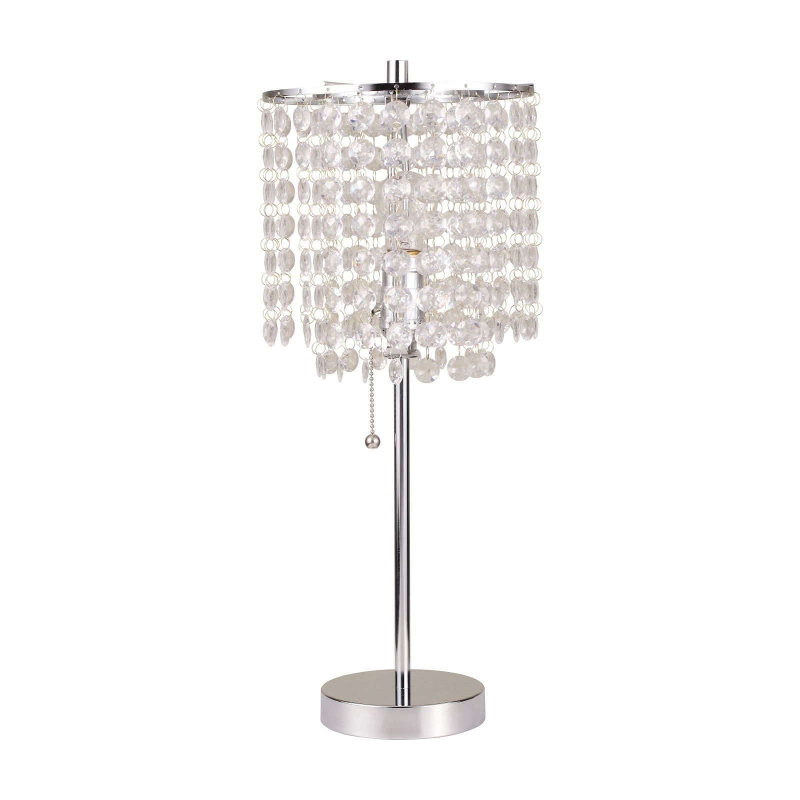 Crown Mark 19” Chrome Table Lamp with Acrylic Crystal Shade