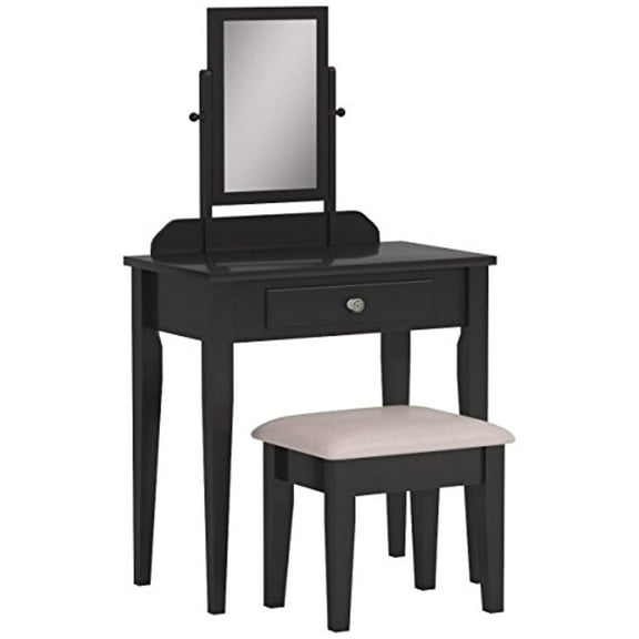 Crown Mark 2 Piece Adult Transitional Functional Drawer and Tilting Mirror Table Set Espresso