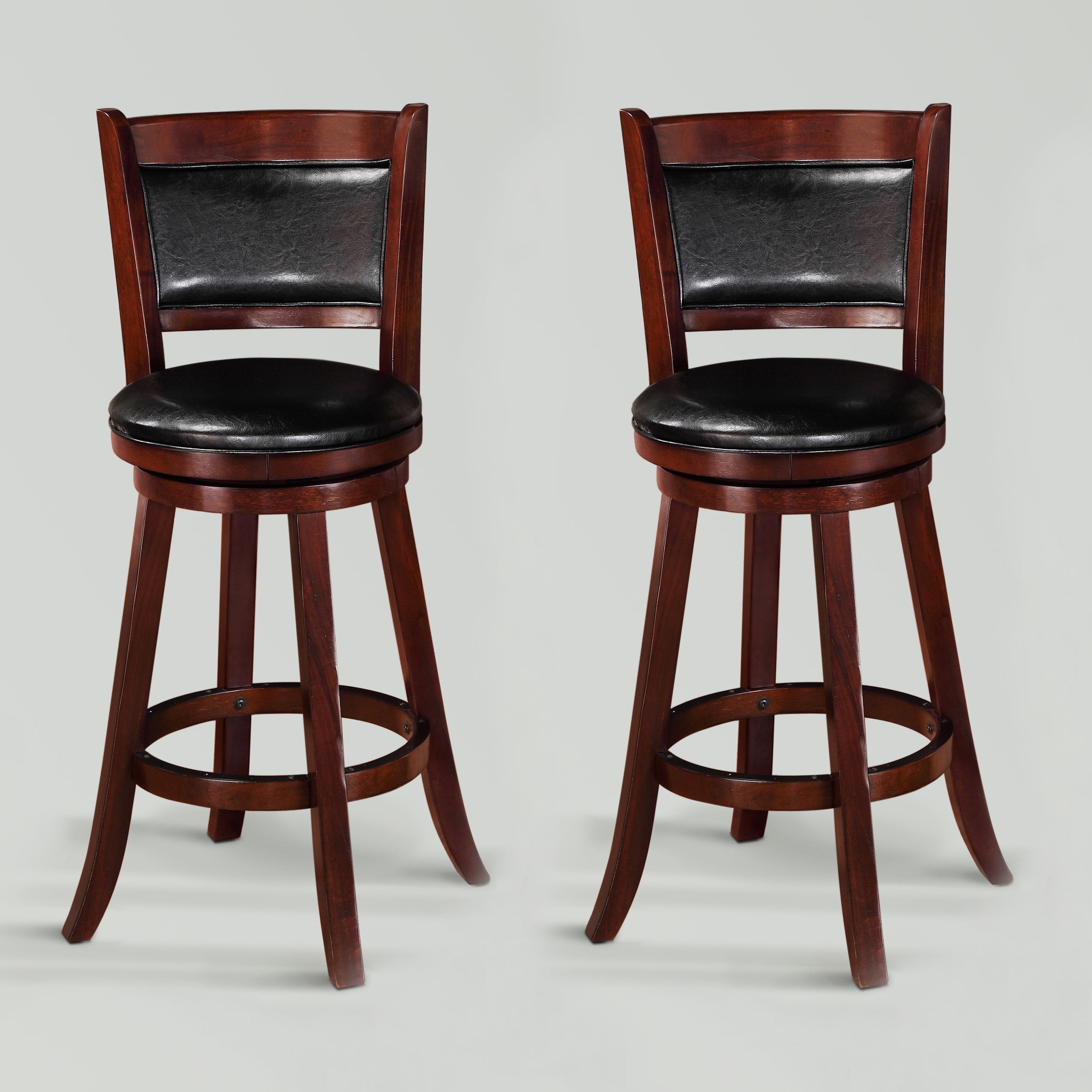 Elegant Cecil Transitional Black Wood Swivel Pub Bar Stool