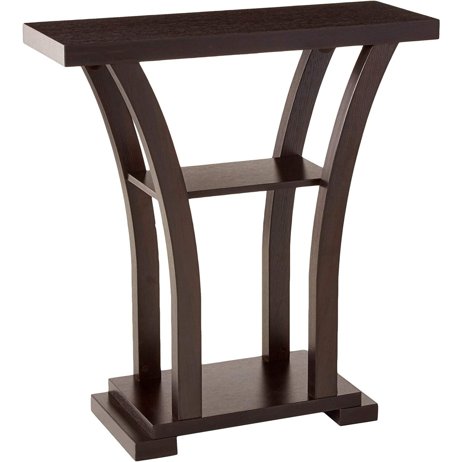 Espresso Elegance Wood & Glass 32" Console Table with Storage
