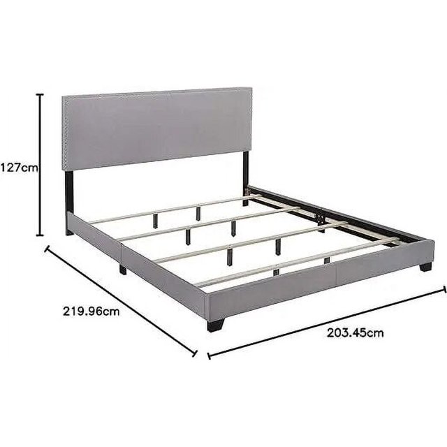 Crown Mark Erin Upholstered Panel Bed in Black, Bedroom Furniture, Bed