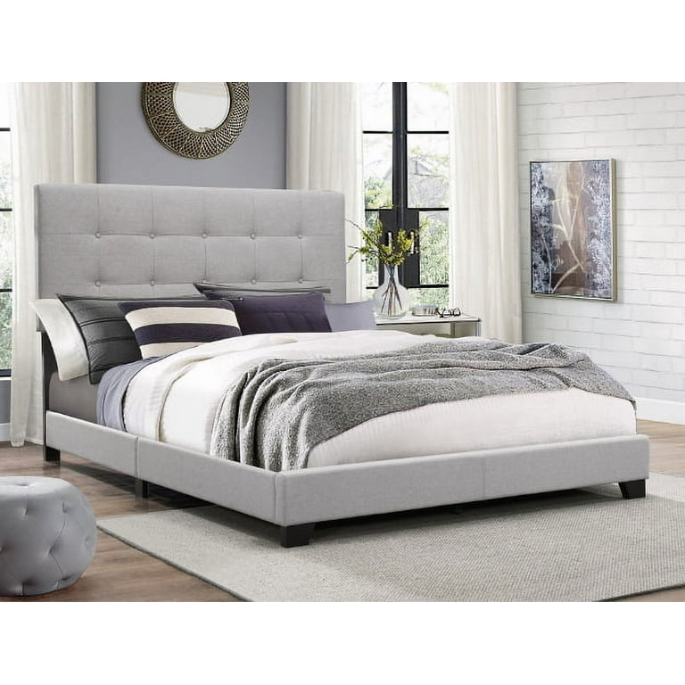 Crown Mark Florence Gray Upholstered Panel Bed Full size