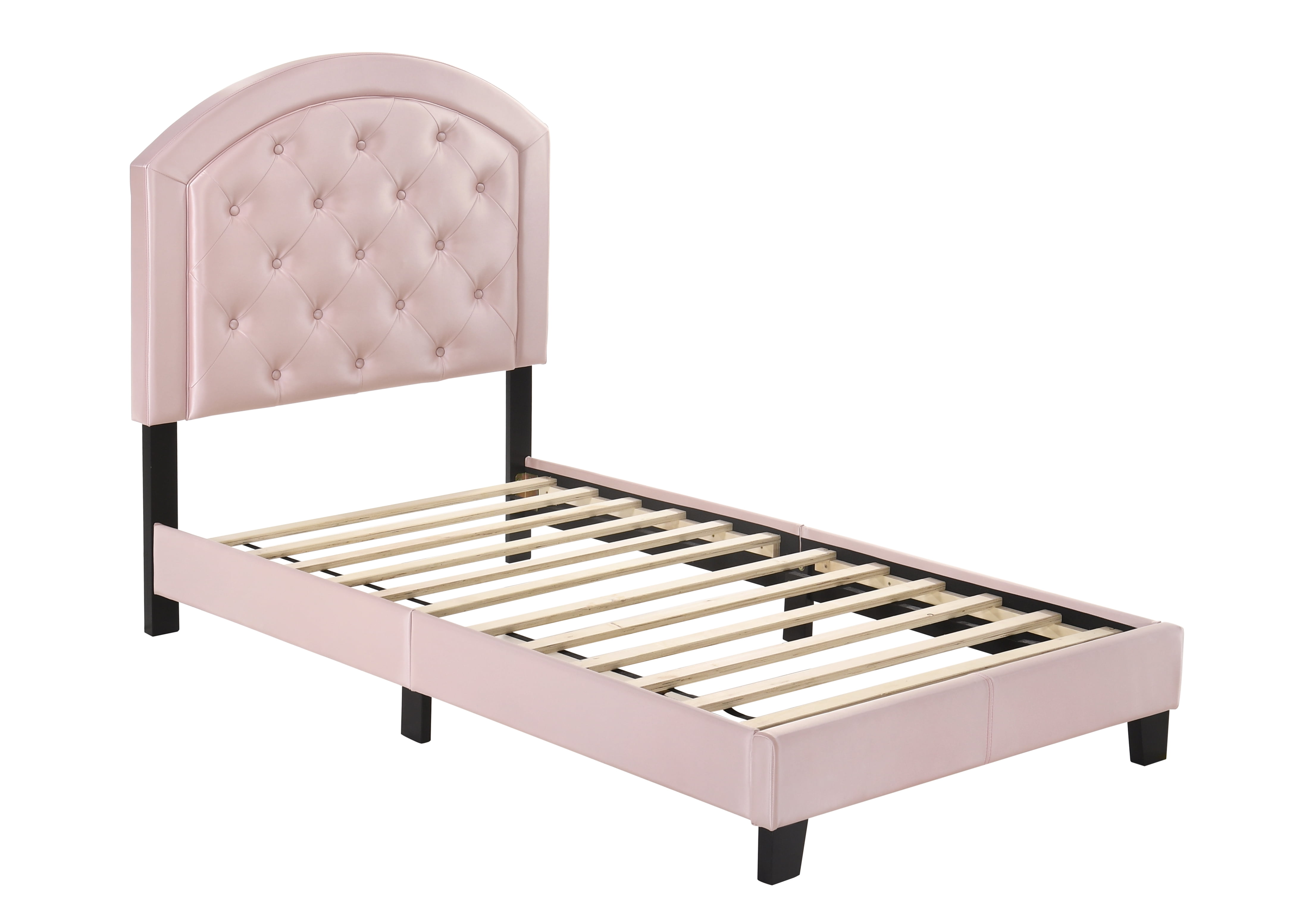 Crown Mark Gaby Kids Platform Bed with Adjustable Headboard and Slats, Pink