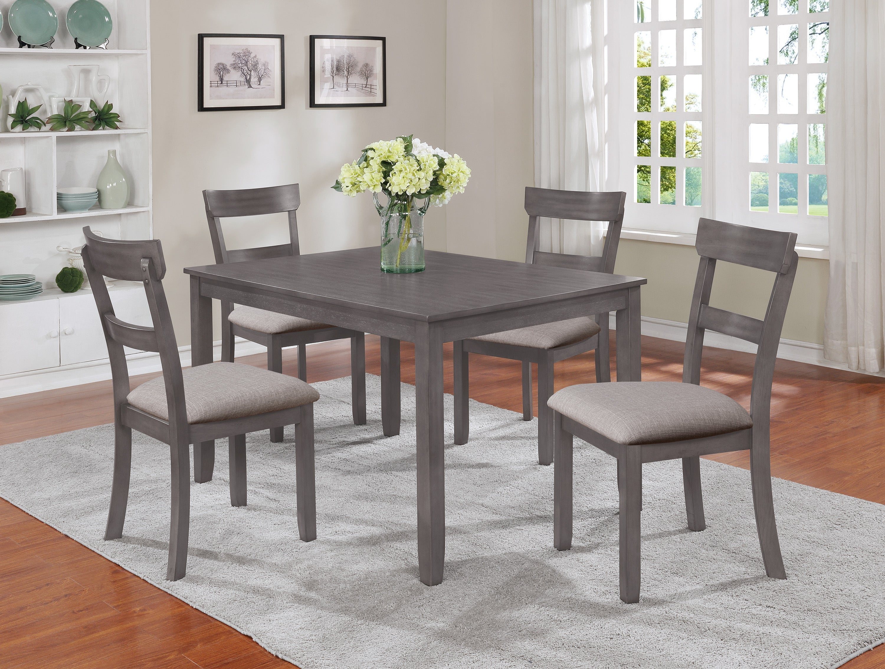 Crown Mark Grey Henderson 5pc Dining Set Transitional Kitchen
