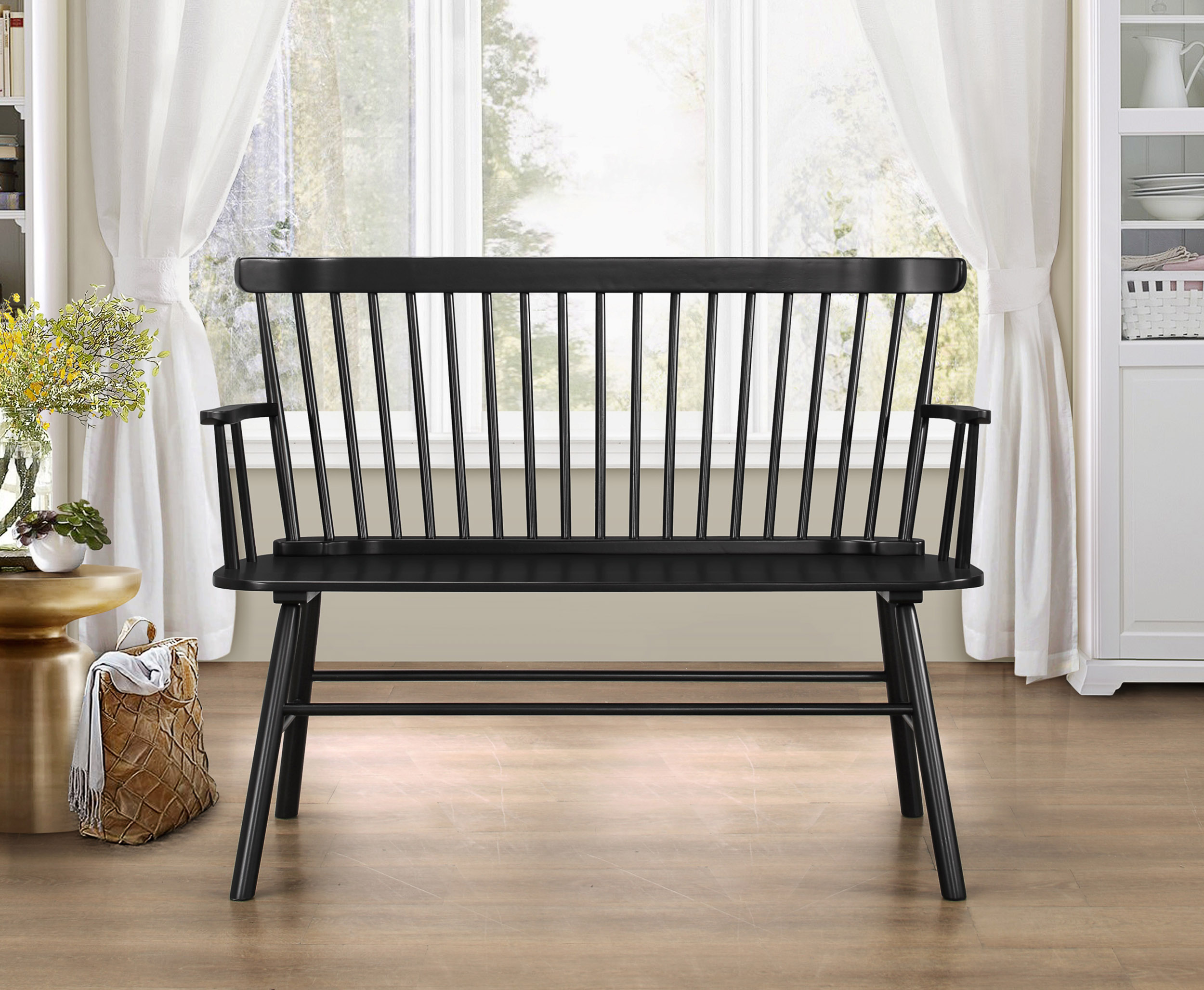 Crown Mark Jerimiah Back Support Bench, Black - image 1 of 2