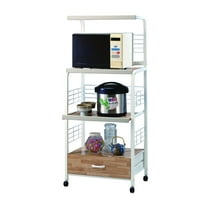 Crown Mark Microwave Kitchen Cart with Casters, White