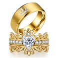 thumbnail image 1 of Crown Matching Rings Couple Rings 1CT CZ Yellow Gold Plated Wedding Ring Sets Female Ring, 1 of 7