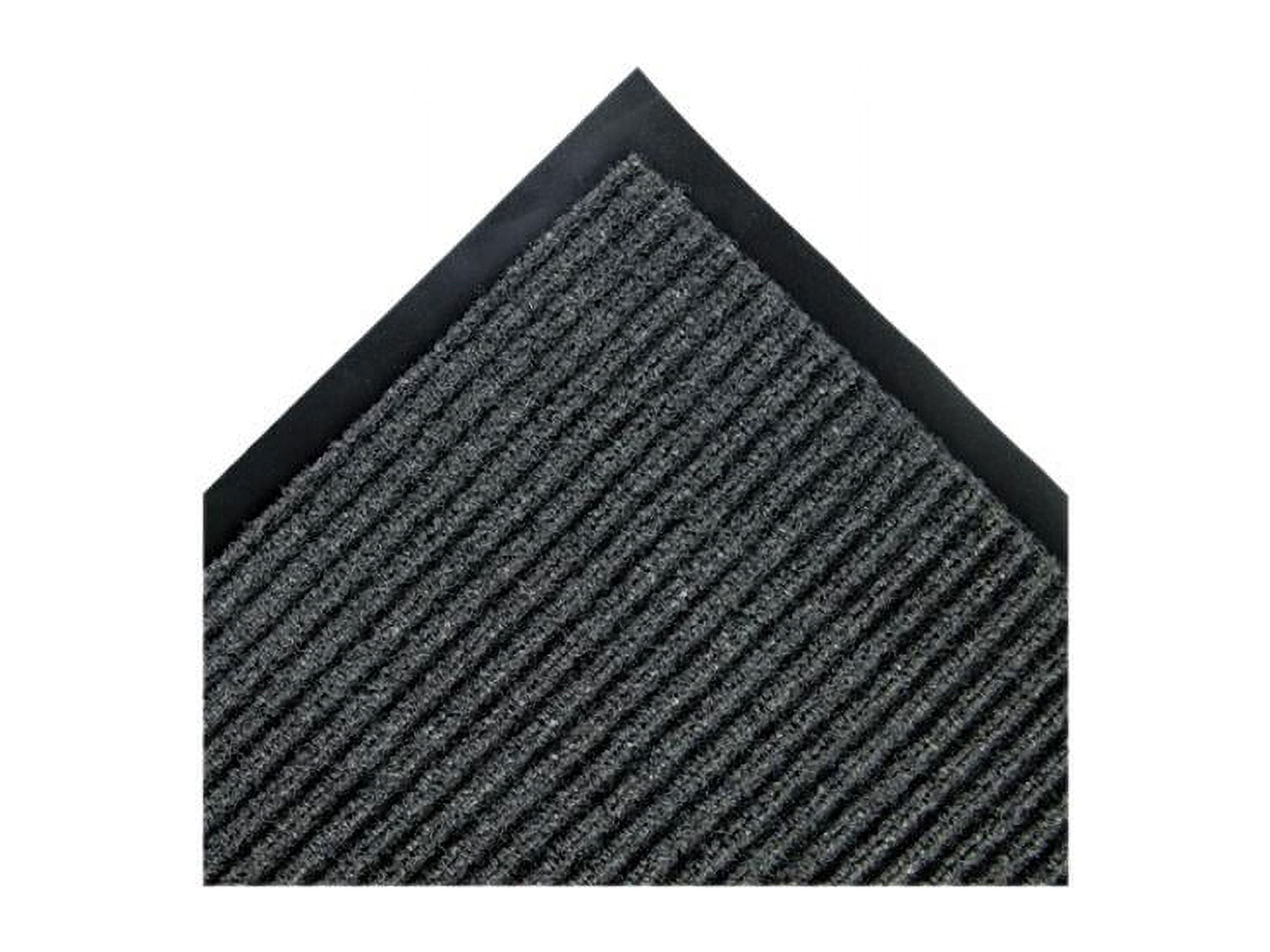 Gray Ribbed Polypropylene Wipe & Scrape Mat with Vinyl Backing, 36 x 60