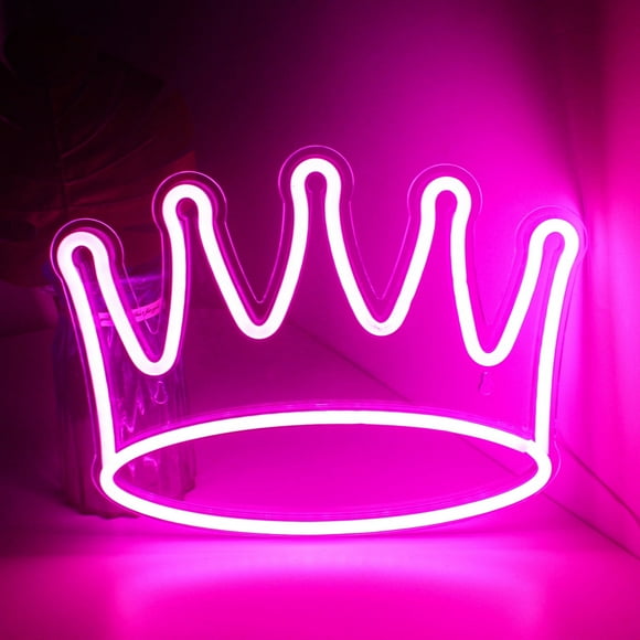 Crown Neon Sign for Wall Decor, USB Power Led Neon Lights for Bedroom Birthday Wedding Party Decoration Neon Sign for Selfie Point to Enhence the Background - 17x13 Inch - Pink