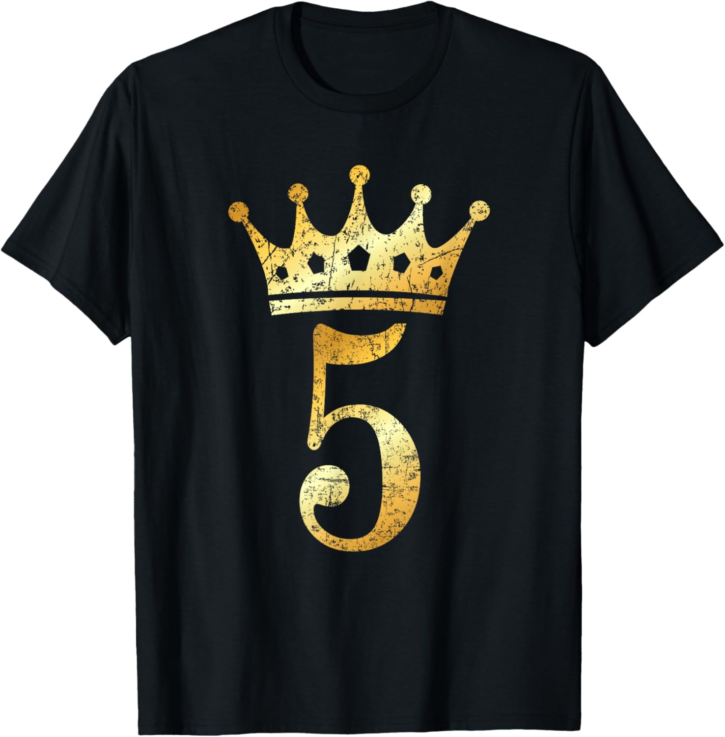 Crown Number 5 (Antique Yellow) 5th Birthday T-Shirt - Walmart.com