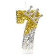 thumbnail image 1 of Crown Number 7 Birthday Candle Brilliant Glitter Cake Topper for Anniversary Celebrations Milestone Events and Party Themes, Gold, 1 of 6
