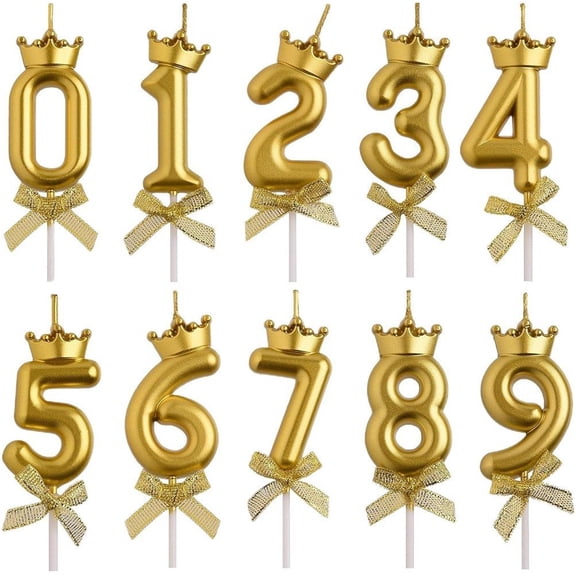 Crown Number Candle 3D Birthday Number Candle Cake Topper Decorations 0-9 Number Candles for Birthday Party Supplies