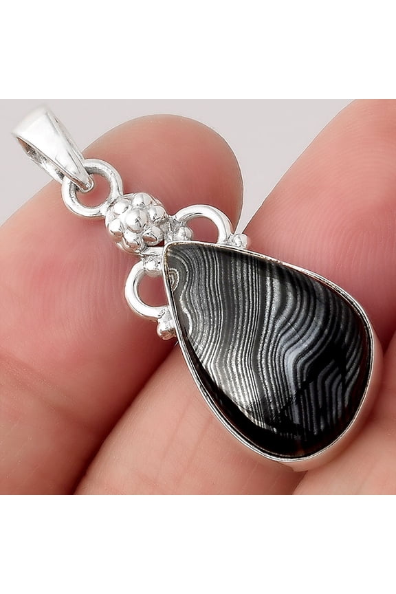 Crown Of Silver Psilomelane - Black Malachite 925 Silver Pendant Jewelry P-1220 SDP154758