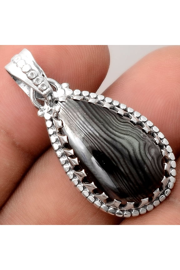 Crown Of Silver Psilomelane - Black Malachite 925 Silver Pendant Jewelry P-1512 SDP155551