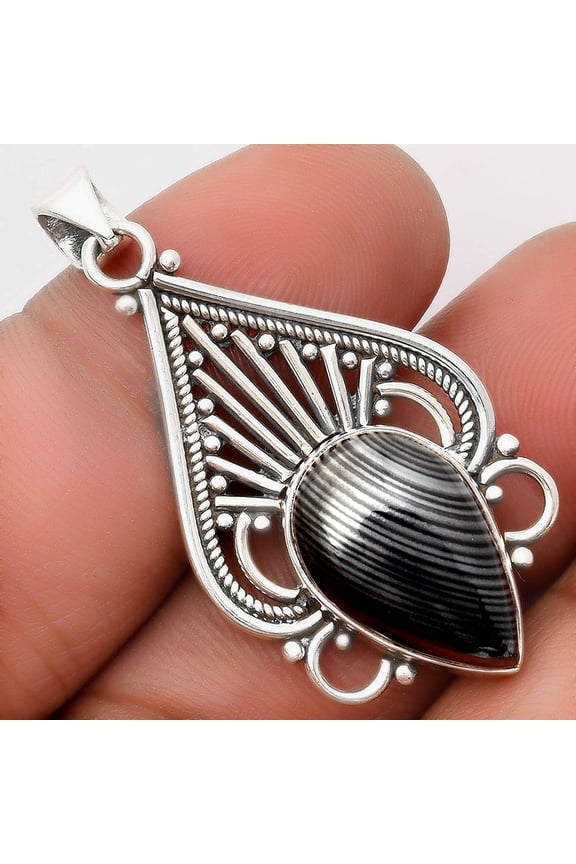 Crown Of Silver Psilomelane - Black Malachite 925 Silver Pendant Jewelry P-1541 SDP107431